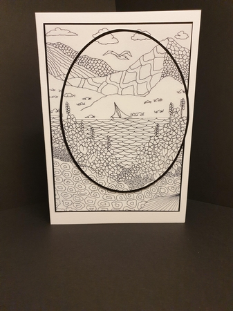 the boat colouring Card by Beverley Cook