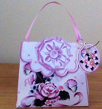Handbag Gift Box Pink Peonies and Butterflies Mini Kit by Beverley Hassell