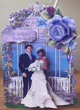 Flower Gazebo Wedding Shaped Card Decoupage Mixed Race 2 Mini Kit  by Beverley Hassell