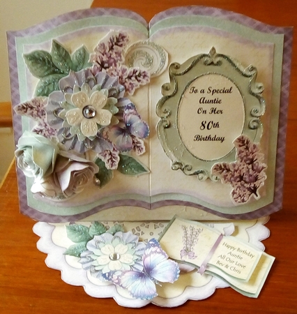 Lavender Dreams Open Book Easel Card & Box Kit. by Beverley Hassell