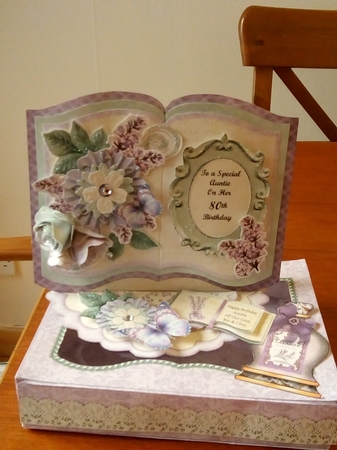 Lavender Dreams Open Book Easel Card & Box Kit. by Beverley Hassell