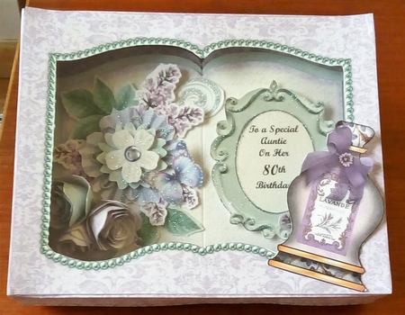 Lavender Dreams Open Book Easel Card & Box Kit. by Beverley Hassell