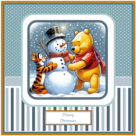 12 Christmas Pooh Bear Singing Card Fronts 8 x 8 JPEG by Beverley Hazelgrave