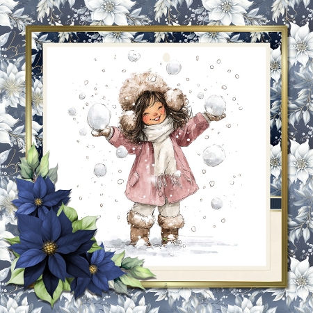 8x8 Blue & Gold Christmas 2 - Card Fronts and Matching Papers  by Beverley Hazelgrave