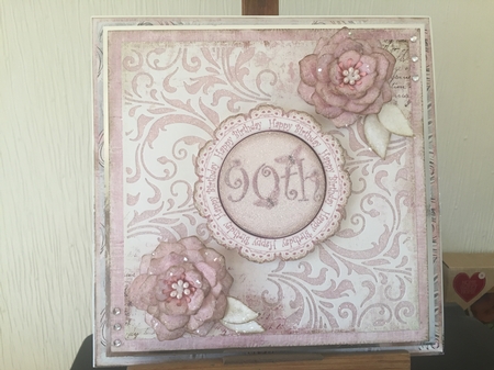 Pink Blossom Happy 90th Birthday 3D Picture Doily C & E Kit by Beverley Hazelgrave