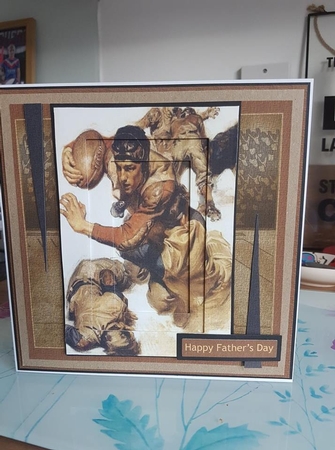 Vintage Art Deco Men Rugby All Occasion Decoupage Card Making Kit by Beverley Hazelgrave