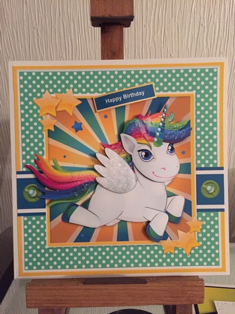 Cute Rainbow Unicorn by Beverley Hazelgrave
