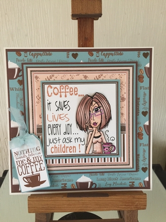 COFFEE SAVES LIVES 7.5 Humorous Decoupage & Insert Mini Kit by Beverley Hazelgrave