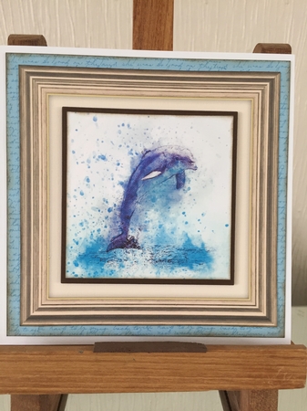 Dolphin  8x8 Card Front / Topper by Beverley Hazelgrave
