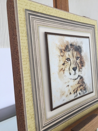 Leopard  8x8 Card Front / Topper by Beverley Hazelgrave
