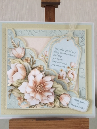 Square Scallop Pocket Cream Florals 7.5 Decoupage Mini Kit All Occasions by Beverley Hazelgrave
