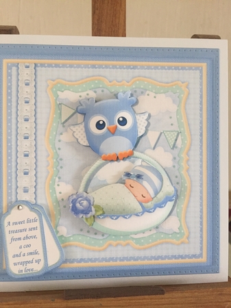 WHOO HOO ITS A BOY New Baby 7.5 Decoupage & Insert Mini Kit by Beverley Hazelgrave
