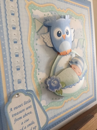 WHOO HOO ITS A BOY New Baby 7.5 Decoupage & Insert Mini Kit by Beverley Hazelgrave