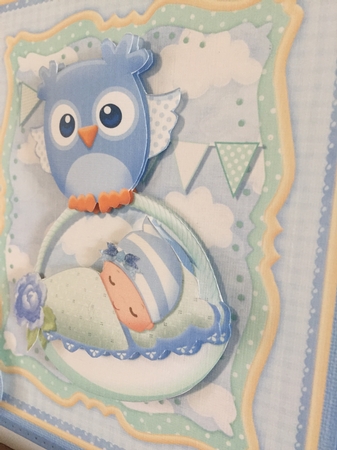 WHOO HOO ITS A BOY New Baby 7.5 Decoupage & Insert Mini Kit by Beverley Hazelgrave