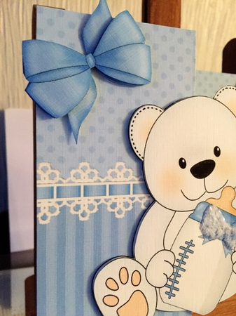 3D Shaped No-Hole Fold Back Mini Kit -   New Baby Boy Teddy by Beverley Hazelgrave