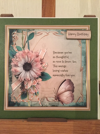 Pink daisy and butterfly by Beverley Hazelgrave