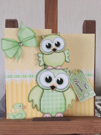 3D Shaped No-Hole Fold Back Mini Kit -   New Baby Little Hoot Owls by Beverley Hazelgrave