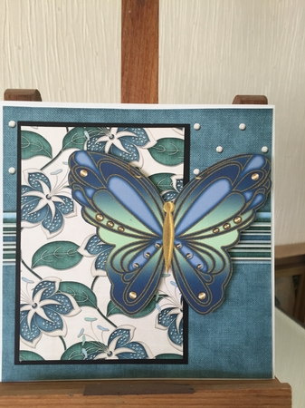 Elegance Square Topper With Large Butterfly & Swirly Border 9 by Beverley Hazelgrave