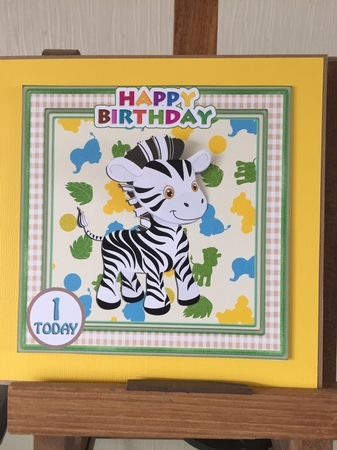 Zebra Wobbler Card by Beverley Hazelgrave