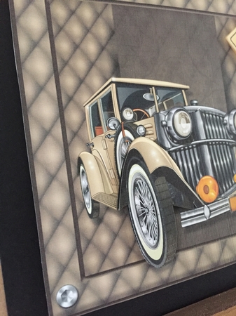 Male Car on Card Topper - Vintage Baby by Beverley Hazelgrave