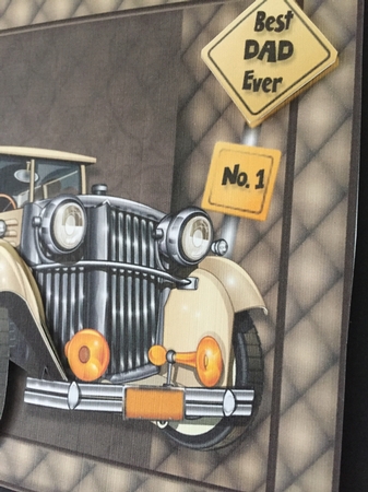 Male Car on Card Topper - Vintage Baby by Beverley Hazelgrave