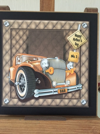 Male Car on Card Topper - Vintage Amber by Beverley Hazelgrave