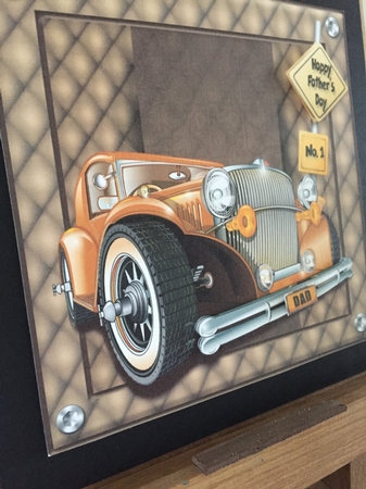 Male Car on Card Topper - Vintage Amber by Beverley Hazelgrave