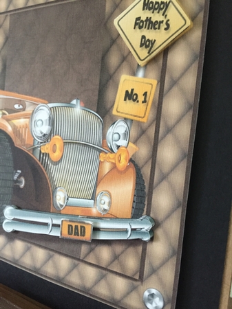 Male Car on Card Topper - Vintage Amber by Beverley Hazelgrave