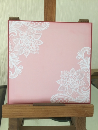 Pink Hues Lace Double Corner Background  by Beverley Hazelgrave