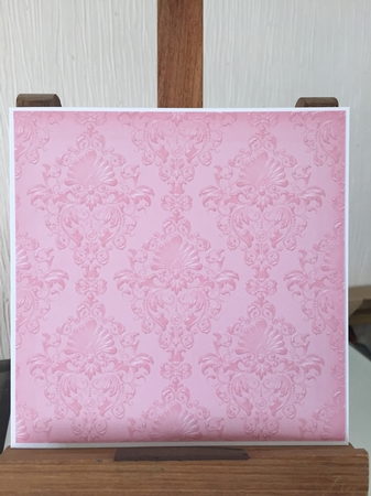 Pink Hues Damask Embossed Background by Beverley Hazelgrave