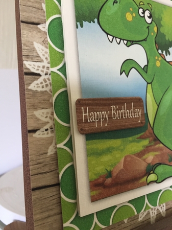 Big Green Dinosaur 8x8 by Beverley Hazelgrave