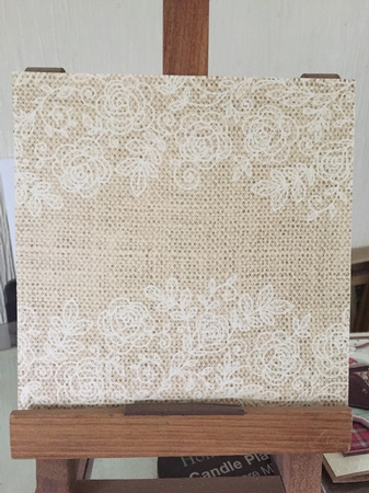 Burlap and Lace Background by Beverley Hazelgrave