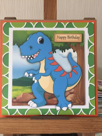Cute Blue Dinosaur 8x8 Mini Kit by Beverley Hazelgrave