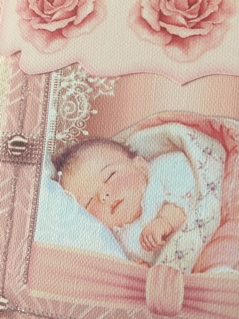 Baby Girl Vintage Envelop card by Beverley Hazelgrave