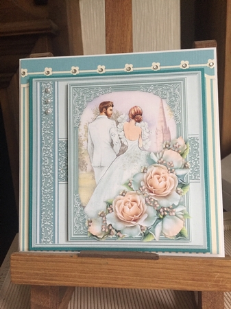 WEDDING DAY BRIDE & GROOM Duck Egg Blue 7.5 Decoupage & Insert Mini Kit by Beverley Hazelgrave