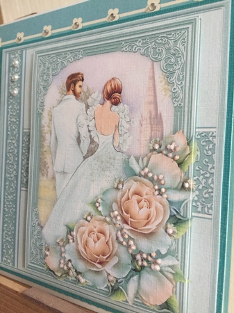WEDDING DAY BRIDE & GROOM Duck Egg Blue 7.5 Decoupage & Insert Mini Kit by Beverley Hazelgrave