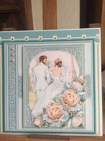WEDDING DAY BRIDE & GROOM Duck Egg Blue 7.5 Decoupage & Insert Mini Kit by Beverley Hazelgrave