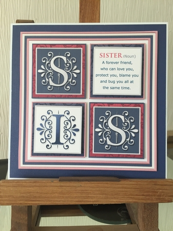 SISTER DEFINITION SQUARES 7.5 Humorous Birthday Quick Layer Card by Beverley Hazelgrave