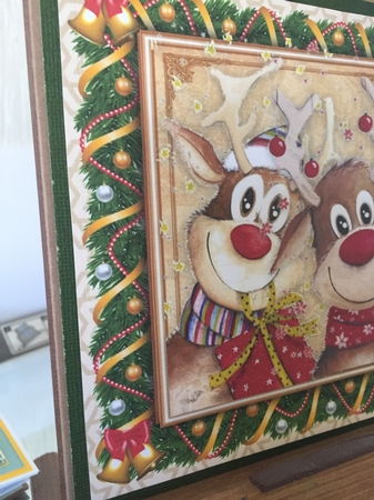 Festive Reindeers 8x8 by Beverley Hazelgrave