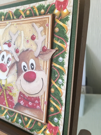 Festive Reindeers 8x8 by Beverley Hazelgrave
