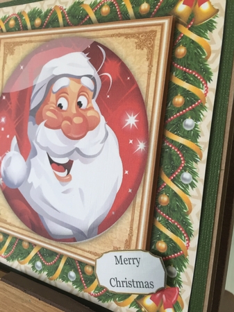 Festive Santa In a Bauble 8x8 by Beverley Hazelgrave