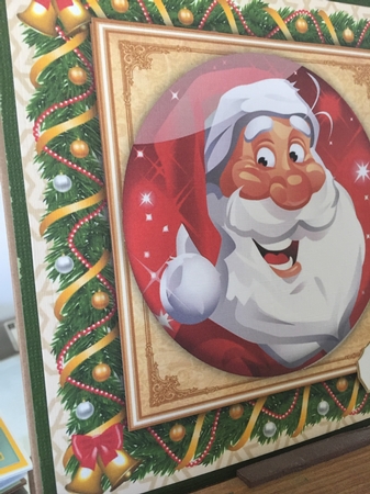Festive Santa In a Bauble 8x8 by Beverley Hazelgrave