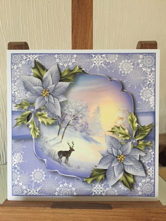 Snowflakes Border - Deer In The Snow by Beverley Hazelgrave