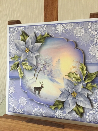 Snowflakes Border - Deer In The Snow by Beverley Hazelgrave