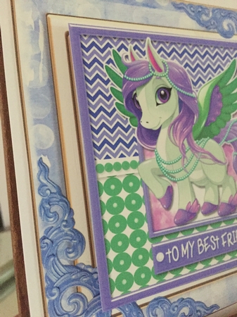 Unicorn - Best Friend - Purple & Green  Card Topper by Beverley Hazelgrave