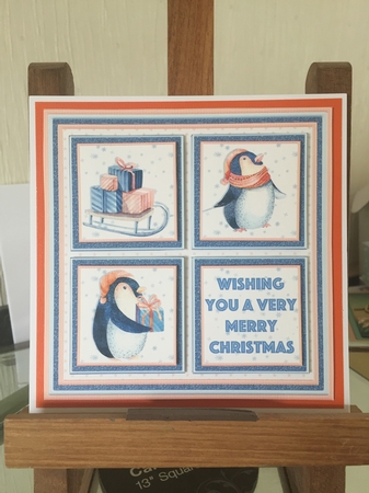 CHRISTMAS PENGUIN SQUARES 7.5 Quick Layer Card & Insert by Beverley Hazelgrave