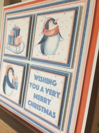CHRISTMAS PENGUIN SQUARES 7.5 Quick Layer Card & Insert by Beverley Hazelgrave