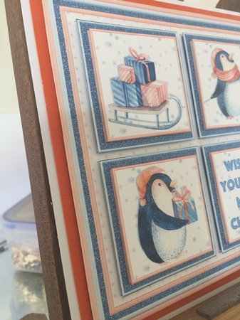 CHRISTMAS PENGUIN SQUARES 7.5 Quick Layer Card & Insert by Beverley Hazelgrave