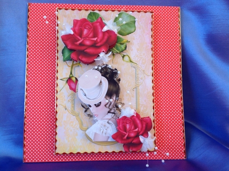 Elegant Lady in Hat with Red Roses by Beverley Pleasants