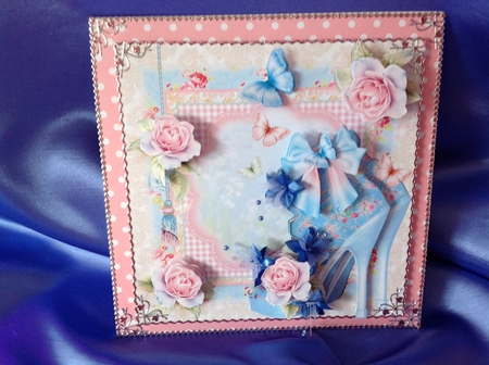 Beautiful Blue Rose Shoes Card Front Kit by Beverley Pleasants
